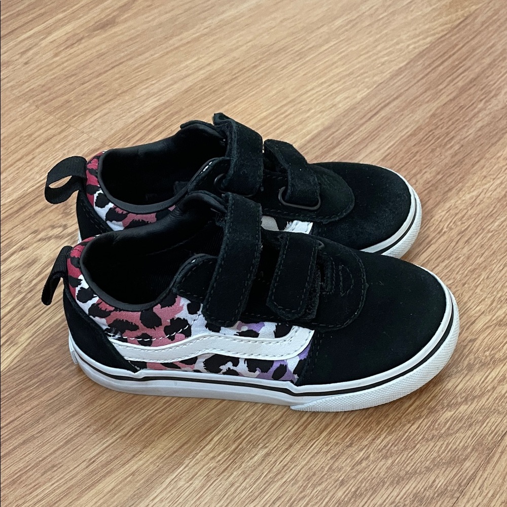 Vans Black and Pink Kids Sneakers